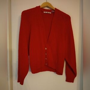 *Vintage* Women's Candy Apple Red Cardigan By OHI